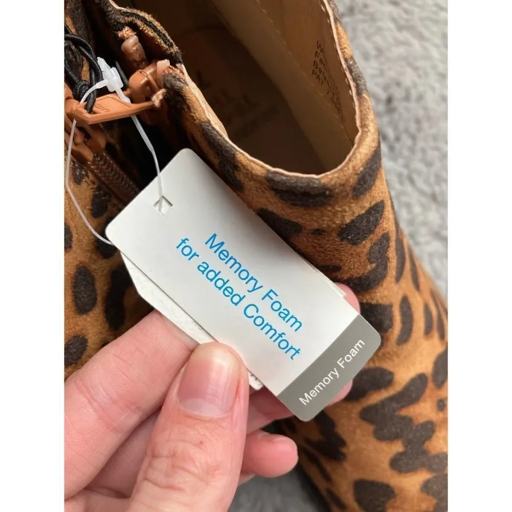 Brown leopard print ankle boots